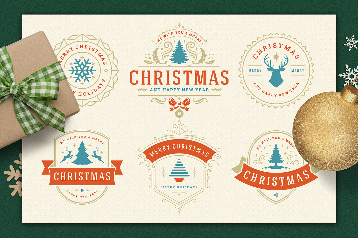 Christmas Retro Design Bundle, a Decorative Illustration by Vasya Kobelev (Photo 5 of 11)