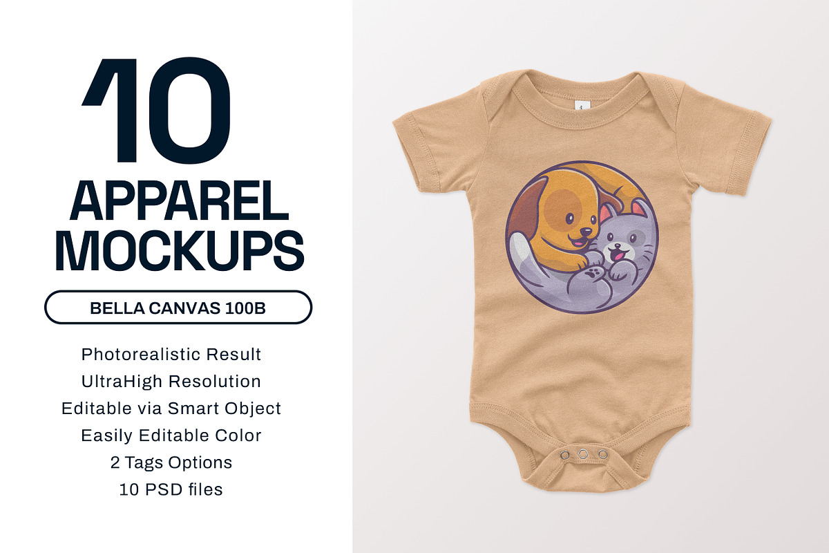 Bella Canvas 100B OnePiece Mockups, a Shirt Mockup by GraphicHero (Photo 1 of 9)