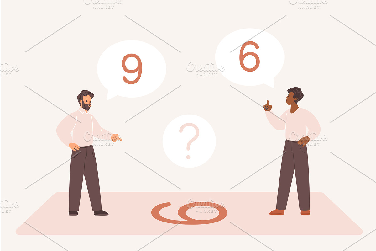 Different Perceptions Number Six, an Education Illustration by Lemberg Vector