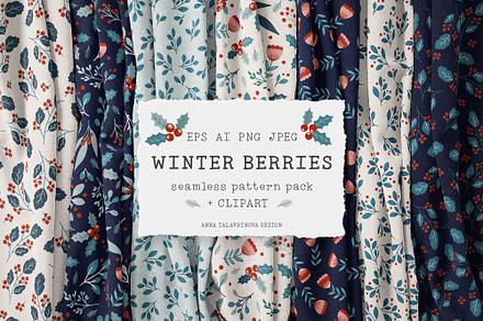 Christmas winter berries patterns