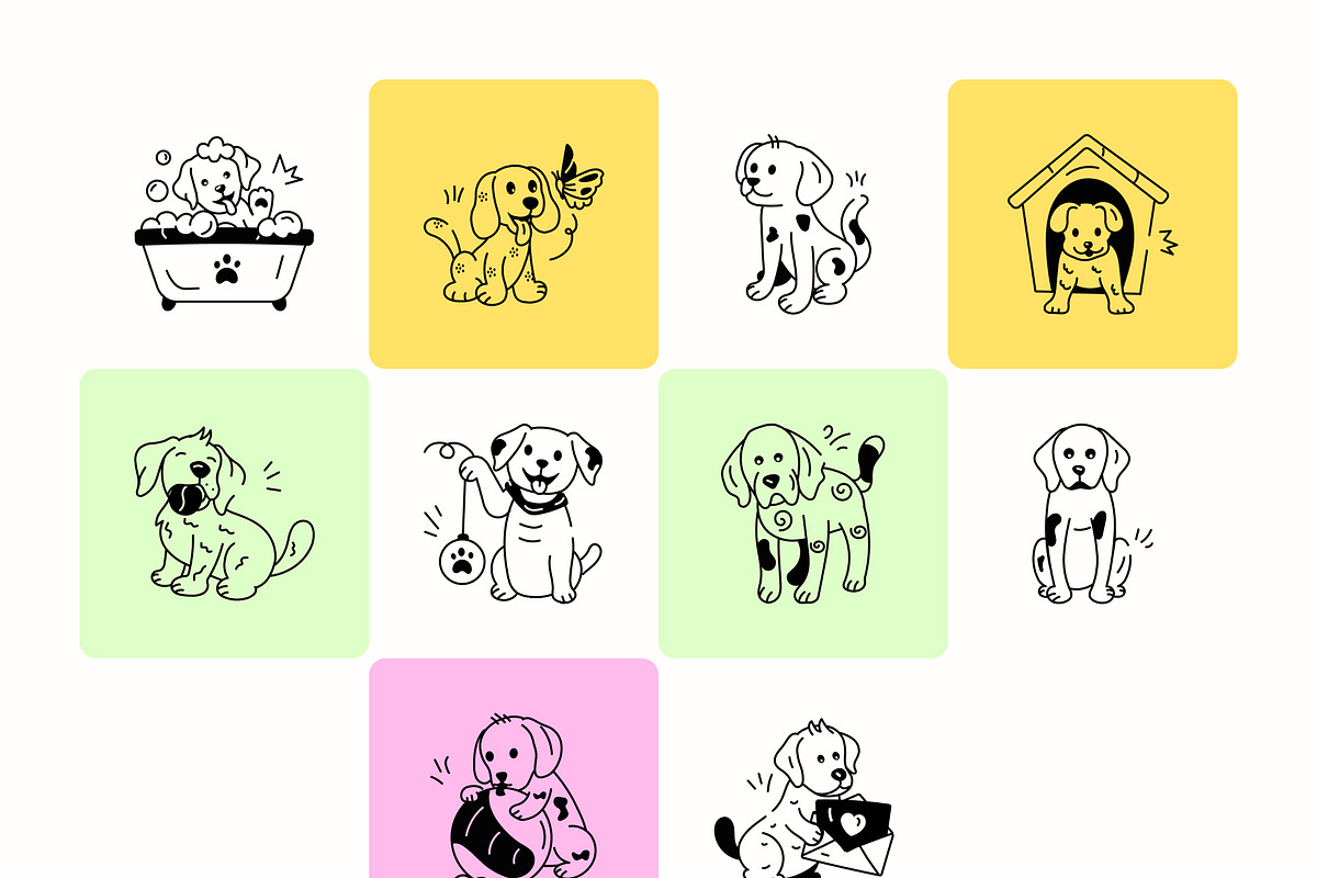 Dog Doodle Icons, a Solid Icon by Prosymbols (Photo 8 of 8)