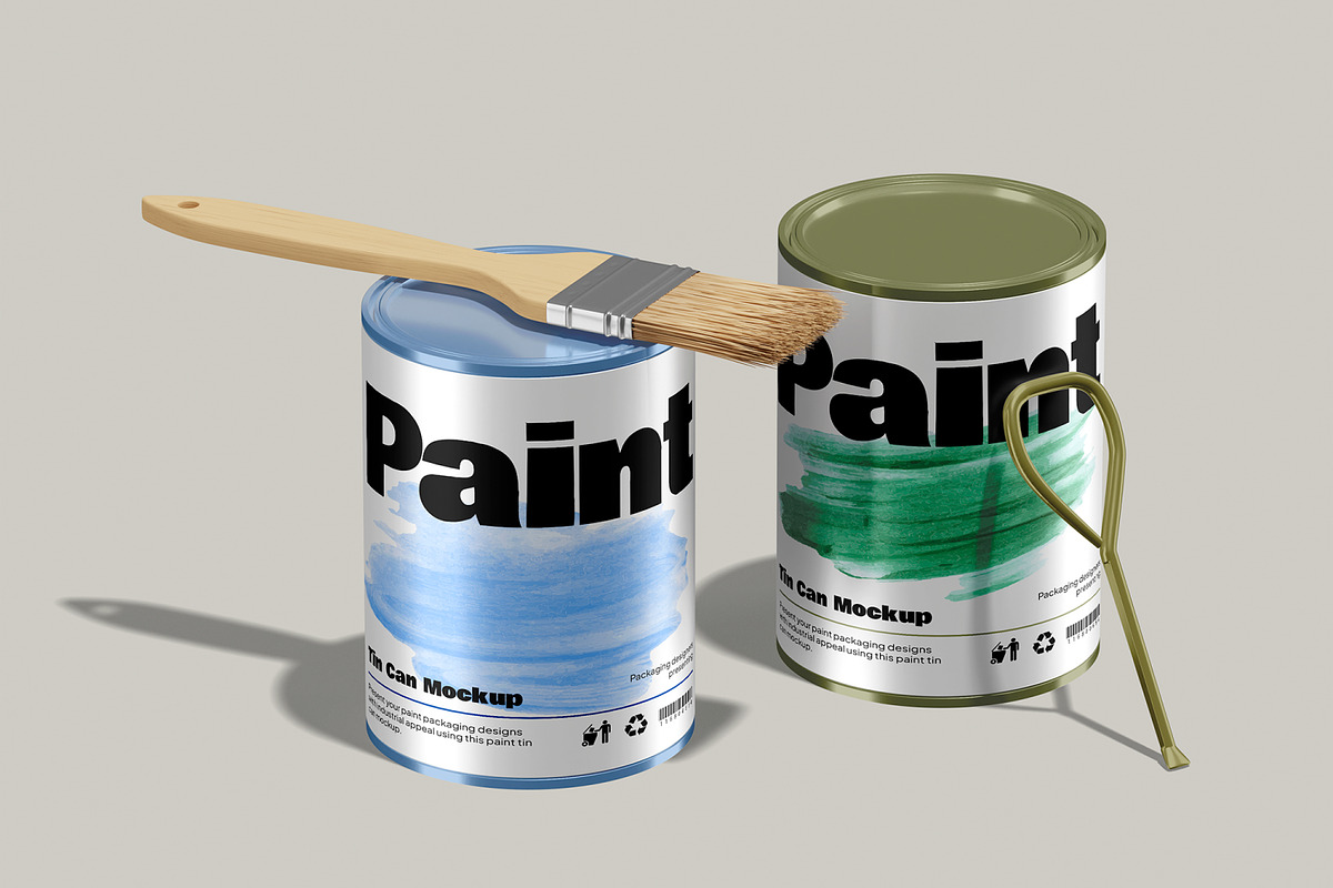 Paint Tin Can Mockup, a Packaging Mockup by Unerispace (Photo 2 of 5)