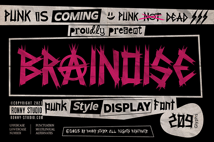 Brainoise Punk Display Font, a Blackletter Font by Ronny Studio