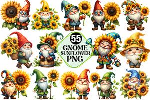 Gnome Sunflower Sublimation PNG, an Illustration by Pixels.Craft