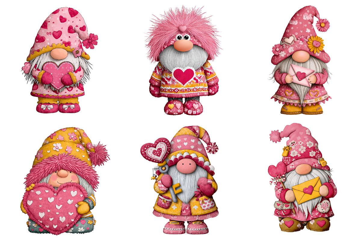 Pink Valentine Gnome Clipart, an Illustration by Dream Creation (Photo 5 of 6)