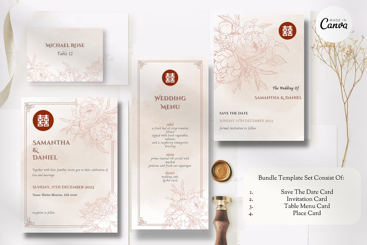 Asian Floral Wedding Invite - F8A, an Invitation Template by YeeqsWedding (Photo 1 of 6)