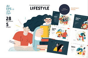 Lifestyle vector ills, color 2