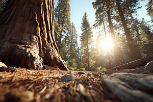 Majestic sequoia tree towering over, a Nature Photo by MistyDay