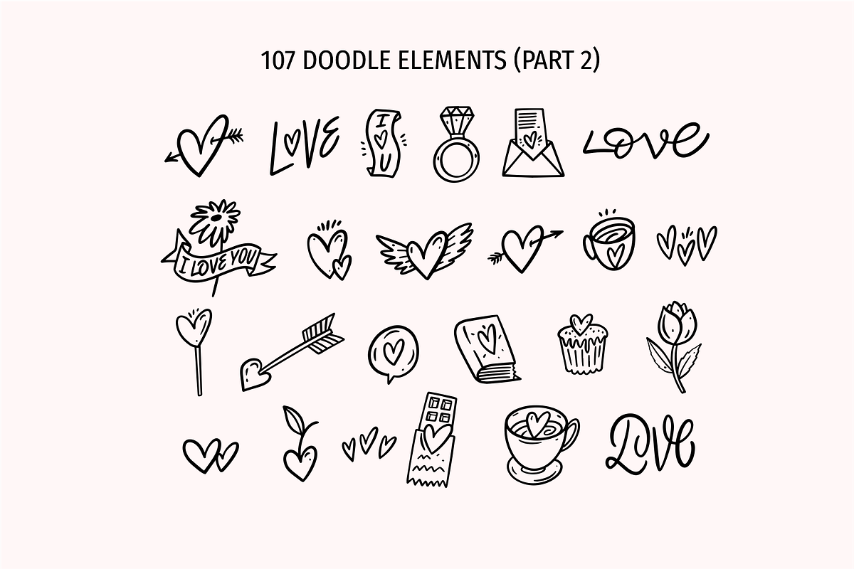 Love Doodles & Valentine Stickers, a Seasonal Illustration by Oktyabr (Photo 4 of 10)