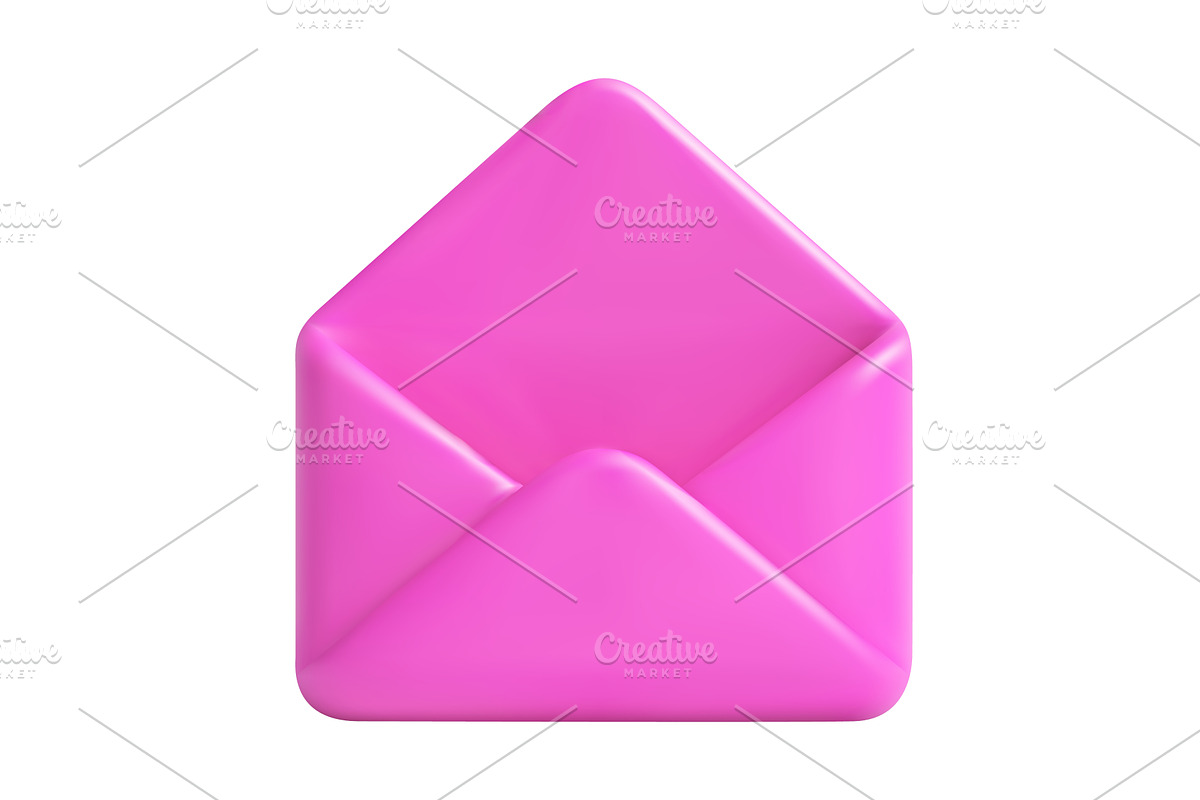 3d open pink mail envelope icon., an Object Illustration by ModVector