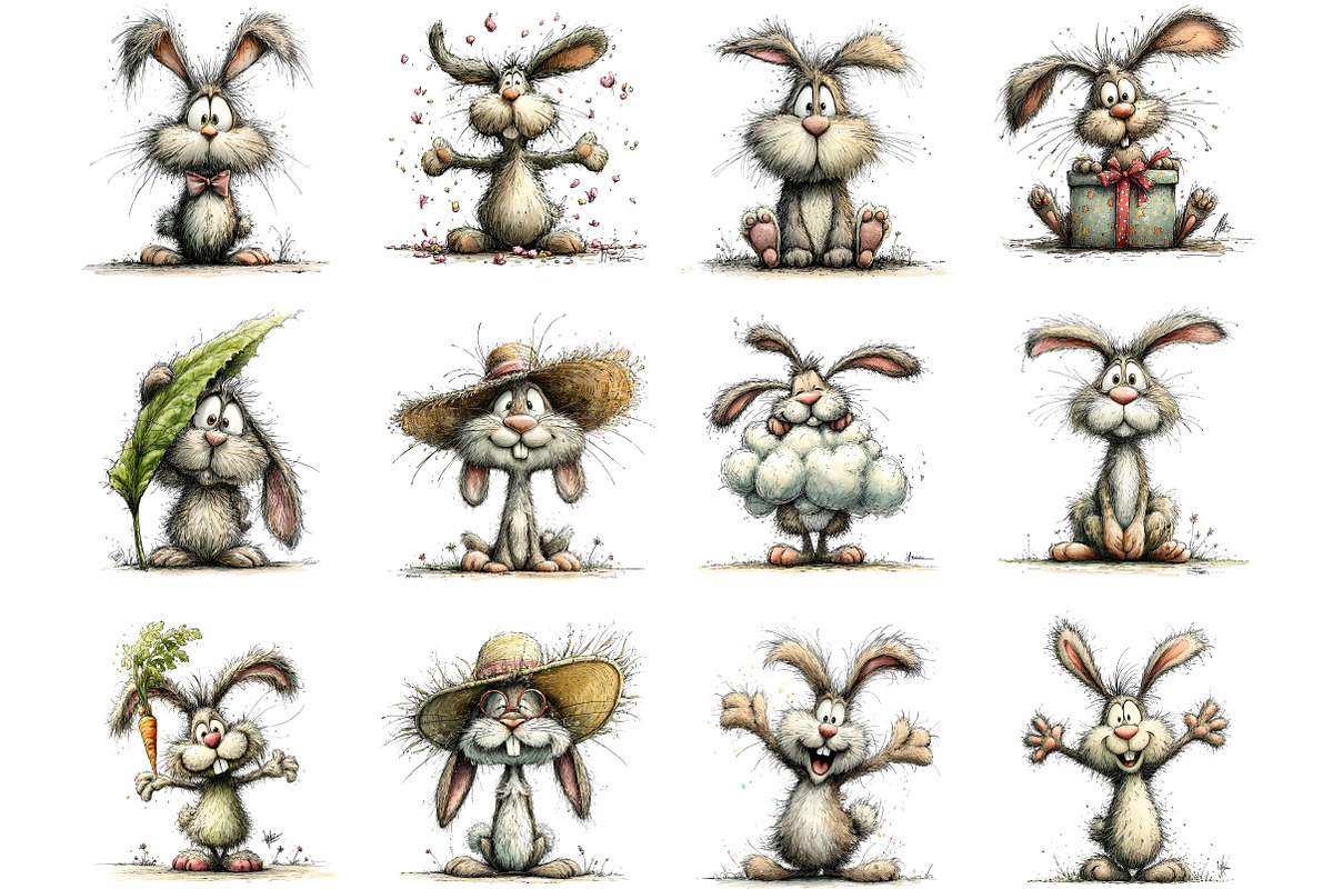 Whimsical Rabbit Clipart, an Illustration by Designking (Photo 2 of 5)