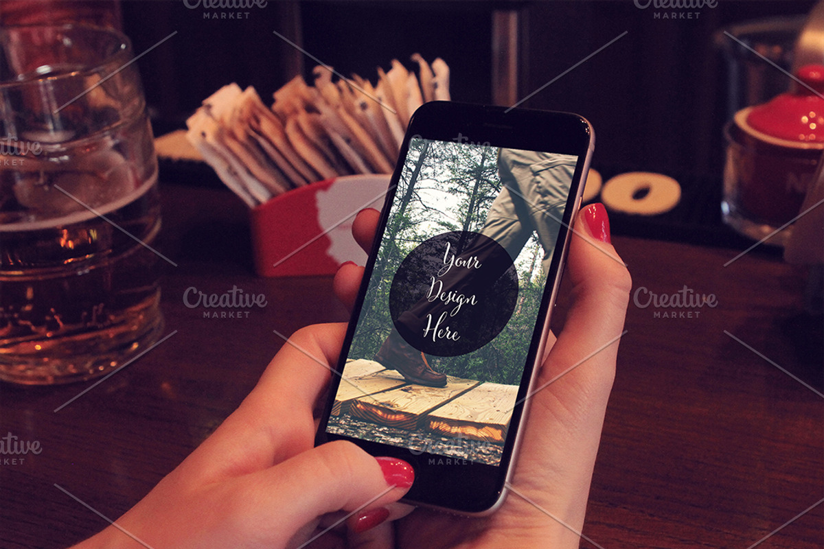 3 iPhone6 Mockups in Girls Hand, an iPhone Mockup by DesignLux (Photo 4 of 5)