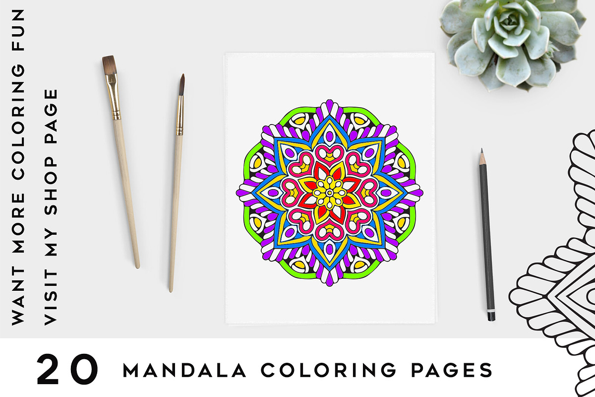 20 Mandala Coloring Pages, a Decorative Illustration by Design Unique (Photo 1 of 6)