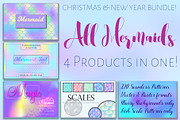 Mermaid Seamless Patterns Bundle, a Pattern Graphic by RabbitAndPencil (Thumbnail 1 of 11)