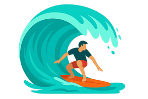 Surfer rides a vibrant wave at a, a Sport Illustration by ZinetroN