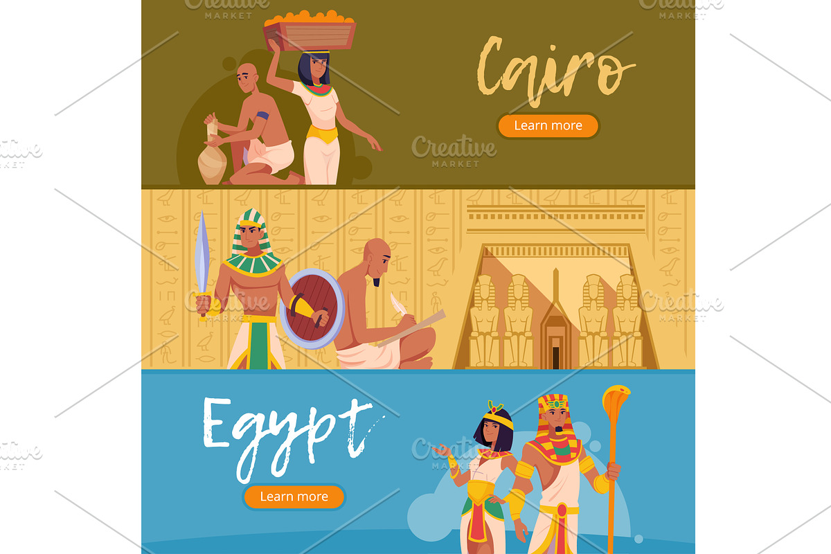 Egypt banners. authentic characters, an Illustration by Onyx