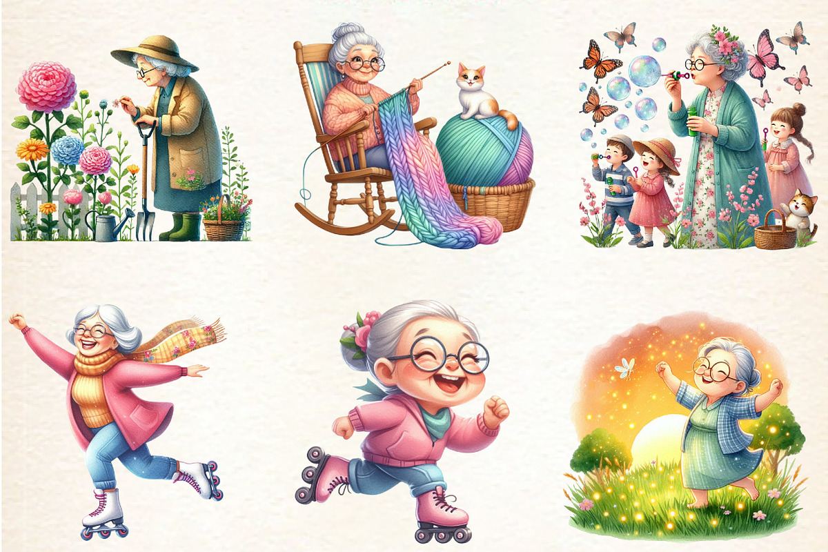 Spring Funny Grandma Clipart, a Seasonal Illustration by DreamArtGraphic (Photo 2 of 4)