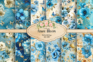 Azure Bloom Seamless Patterns