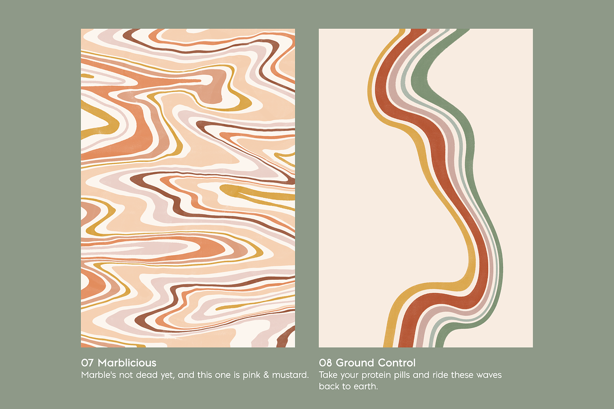 Retro 70s Waves Background Bundle, a Pattern Graphic by cassi has hobbies (Photo 6 of 9)
