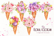 Floral Icecream Watercolor Set, an Illustration by TanataDesign (Thumbnail 6 of 13)