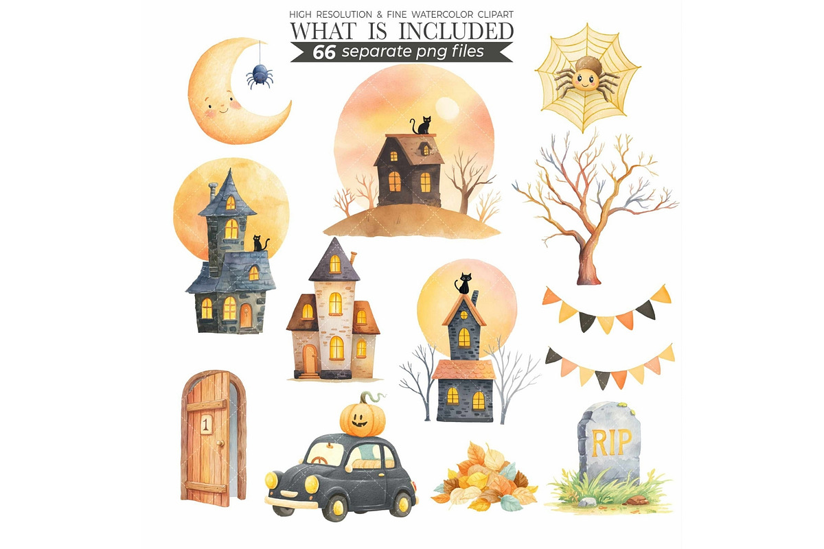 Watercolor Halloween Clipart, an Illustration by CharmClipart (Photo 7 of 8)