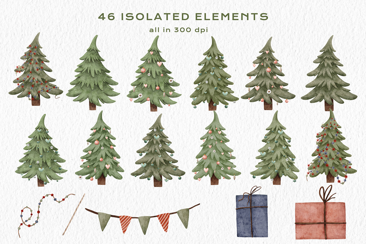 Christmas Pine Trees Ornament PNG, a Decorative Illustration by Rabbit Heart (Photo 3 of 11)