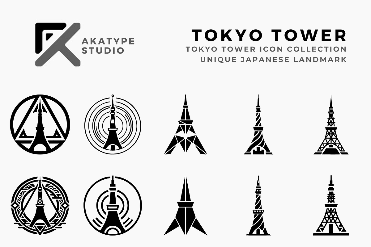 Tokyo Tower Icon Collection, a Solid Icon by Akatype Studio (Photo 1 of 3)