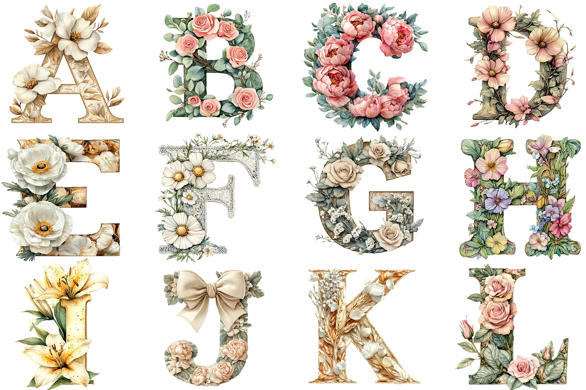 Watercolor Wedding Alphabet Clipart, an Illustration by Pixels.Craft (Photo 4 of 4)