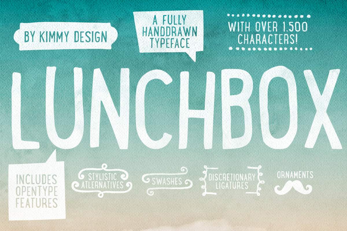 Lunchbox ALL + Webfonts, a Sans Serif Font by Kimmy Design (Photo 1 of 5)