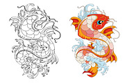 Tattoo illustration Japaneese carp, a Font by kizi (Thumbnail 4 of 4)