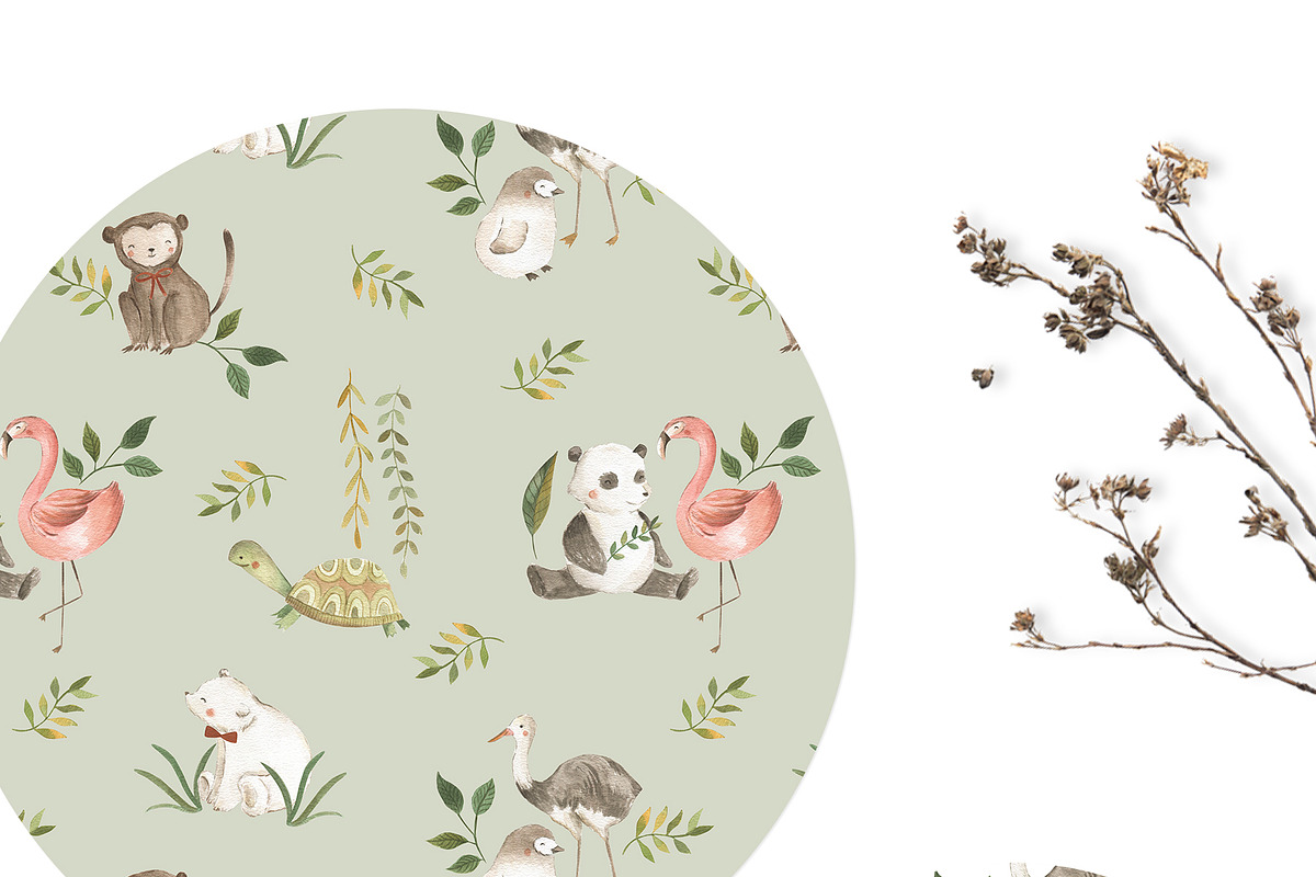 BUNDLE #2 - Watercolor Patterns, an Animal Illustration by Flora+Bear (Photo 3 of 11)