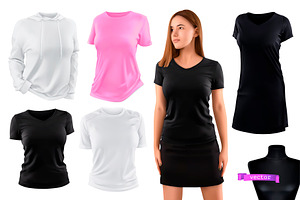 T-shirts, hoodie, polo dress, vector