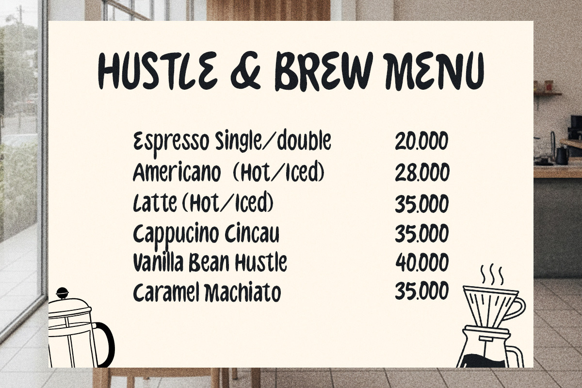 Sunday Coffee Playful Cafe Font, a Sans Serif Font by Letterhend Studio (Photo 4 of 10)