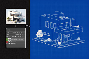 Blue Print For Square,Poster Effect