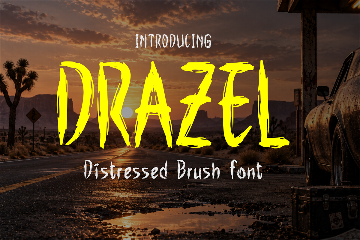 DRAZEL — Distressed Brush Font, a Handwritten Font by idealistudio (Photo 1 of 5)