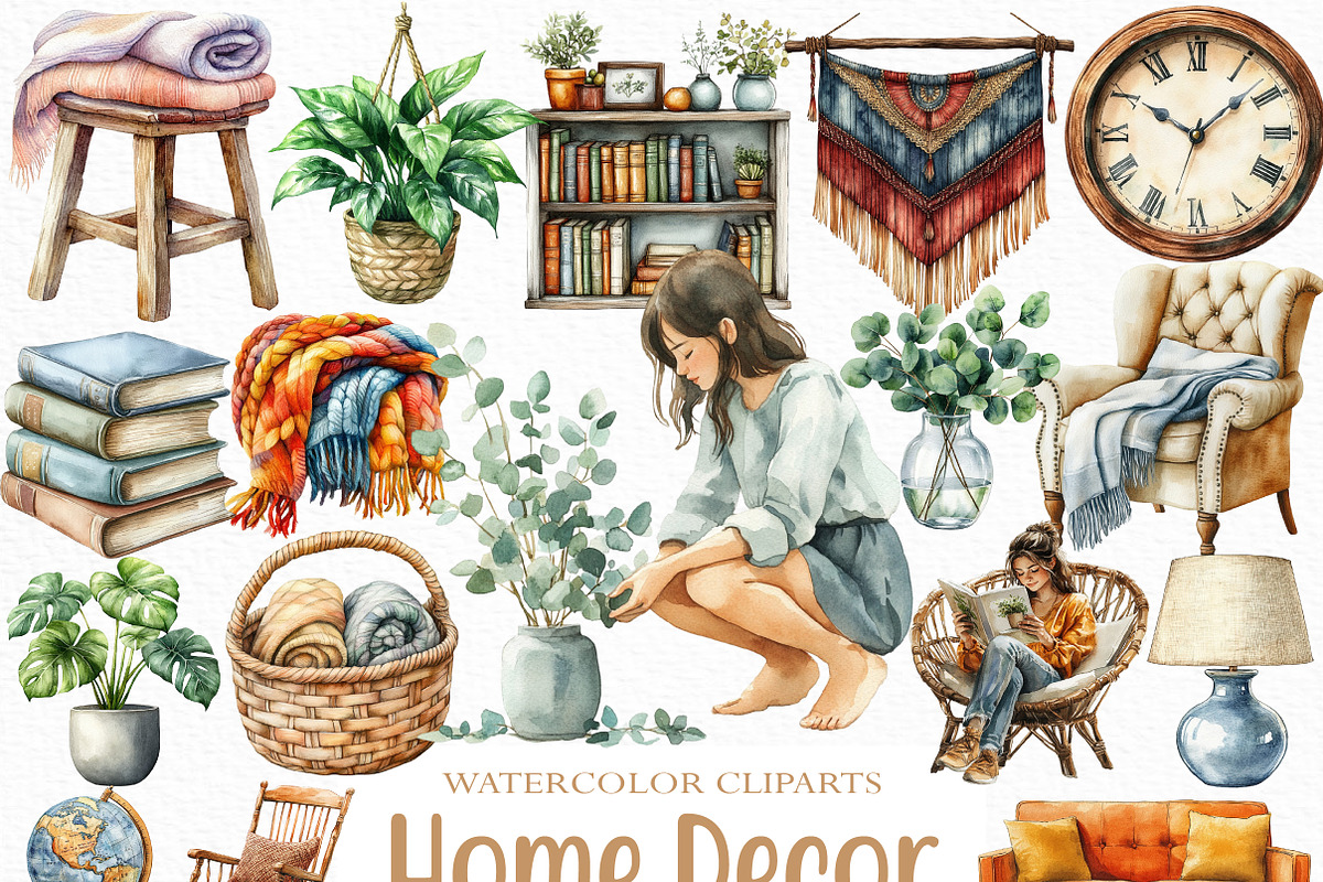 Home Decor Clipart Bundle, an Illustration by Craft Nest (Photo 1 of 6)
