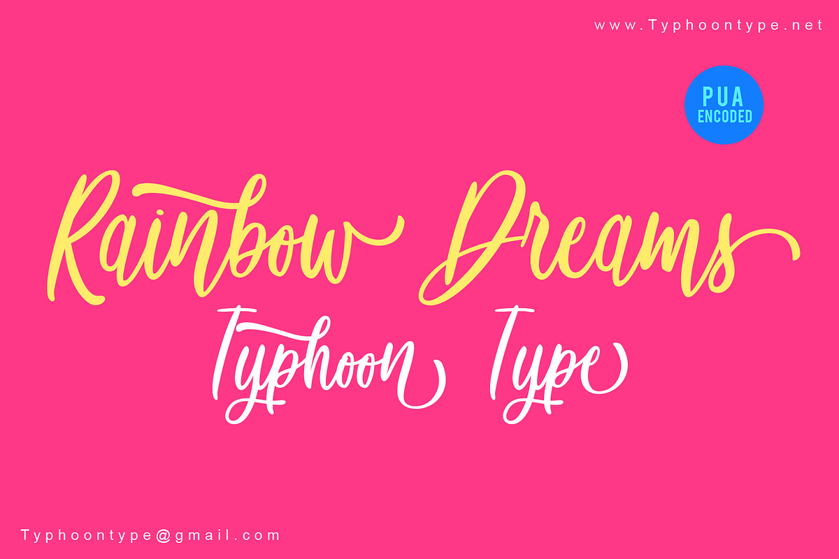 Rainbow Dreams font, a Script Font by TyphoonStudio