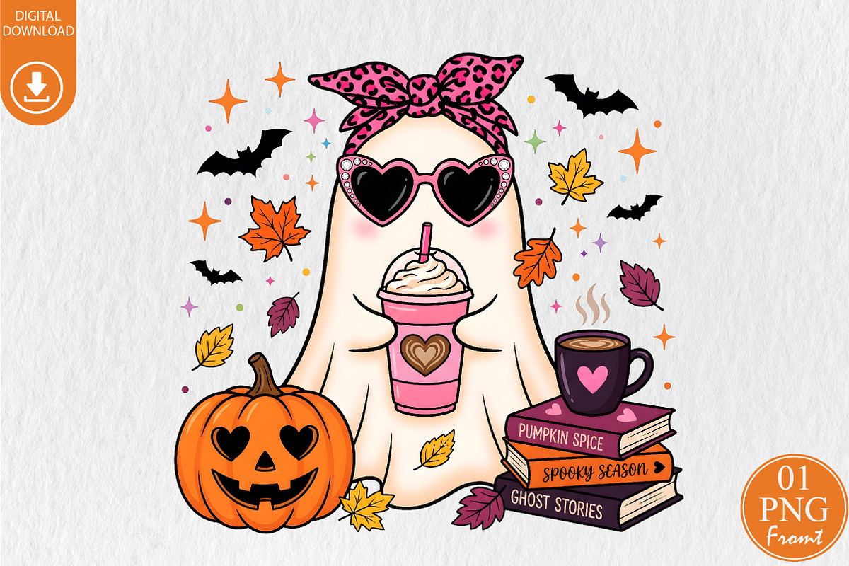 Fall Ghost PNG,Halloween Sublimation, a Seasonal Illustration by Rose Art (Photo 1 of 5)
