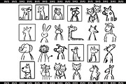 SVG cartoon big set of cute doodle, an Animal Illustration by SketchArtStudio (Thumbnail 1 of 3)
