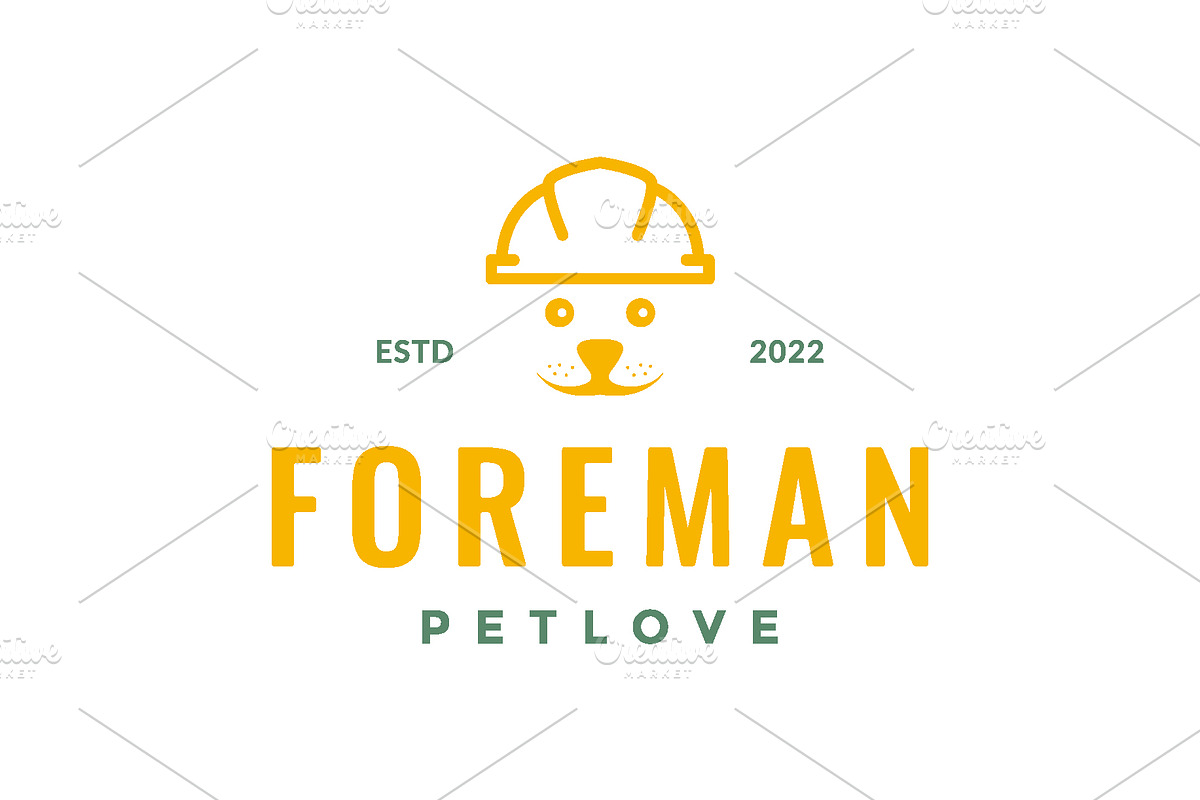 cute pets dog foreman helmet logo, a Branding & Logo Template by devastd