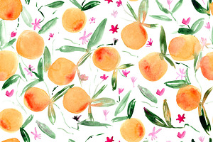 Watercolor tangerines seamless art