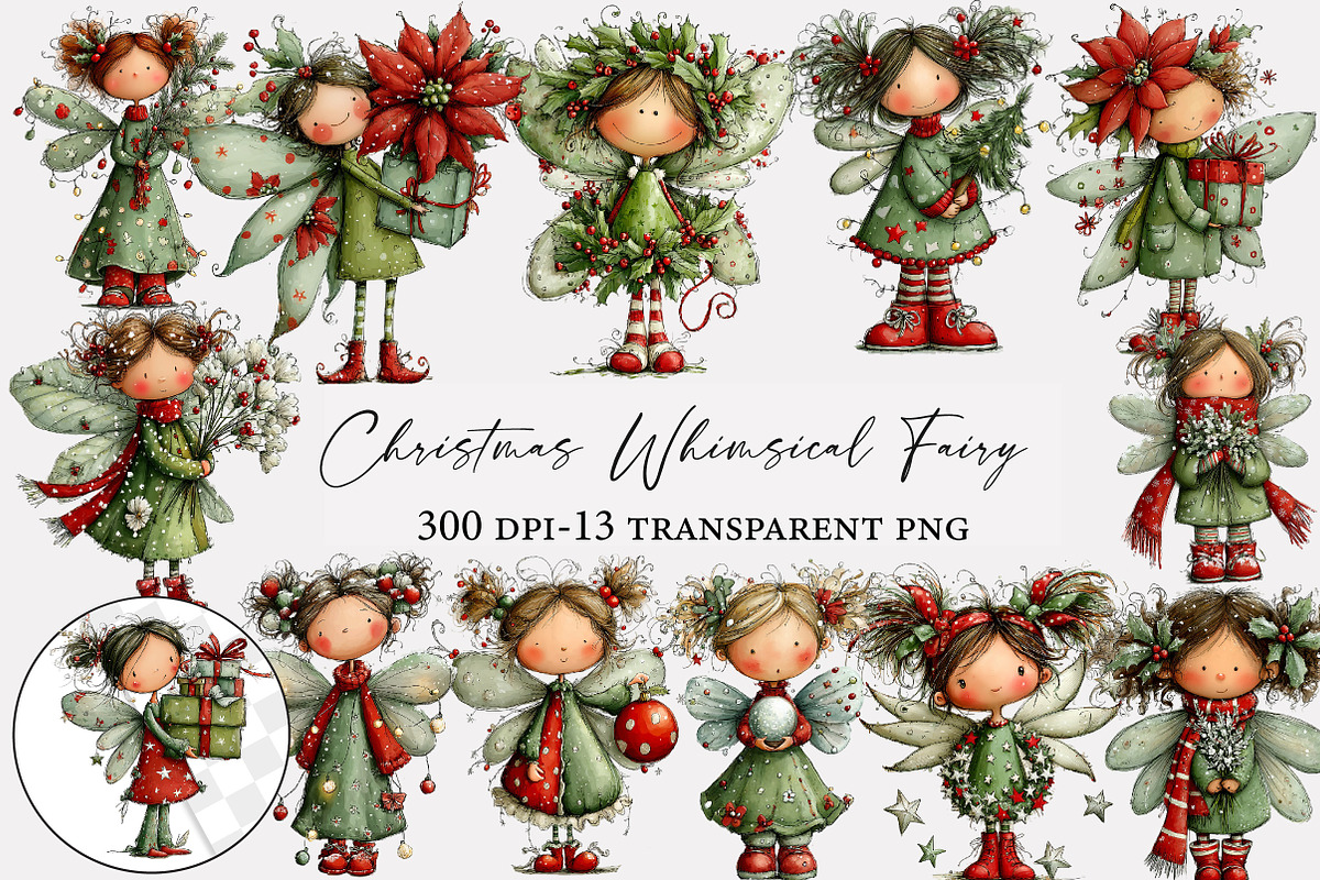 Christmas Whimsical Fairy Clipart, an Illustration by Designworld (Photo 1 of 5)