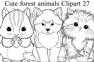 Cute forest animals Clipart, an Illustration by DreamArtGraphic