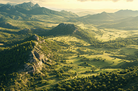 Vast green meadow hills and forest l, a Photo by Iftikhar Alam