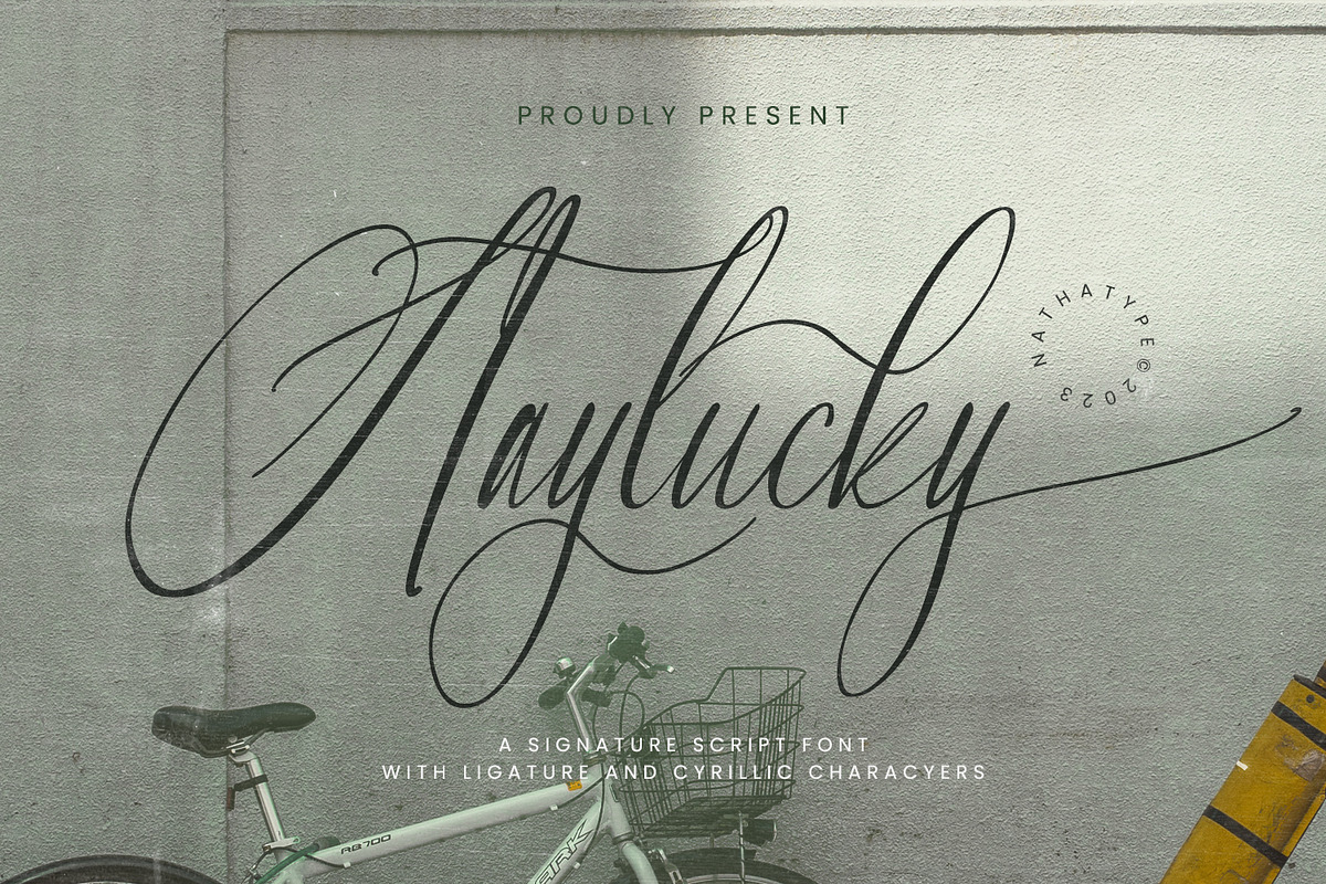 Staylucky, a Script Font by Nathatype (Photo 1 of 8)