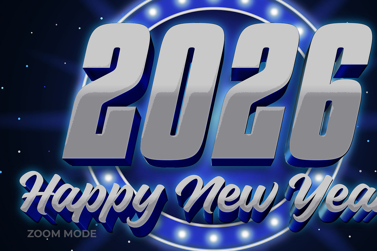 2026 Text Effect Silver 3D Style, a Layer Style Add-On by Mockmenot (Photo 3 of 3)