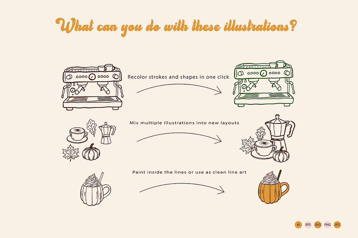Retro Autumn Coffee Clipart Vector, a Seasonal Illustration by SunnJaneArt (Photo 18 of 19)