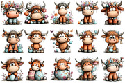 Whimsical Easter Highland Cow Clipar, an Illustration by OK Design (Thumbnail 3 of 6)
