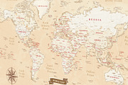 World Map Vector - Vintage Style, an Education Illustration by AdrianDragne (Thumbnail 3 of 4)