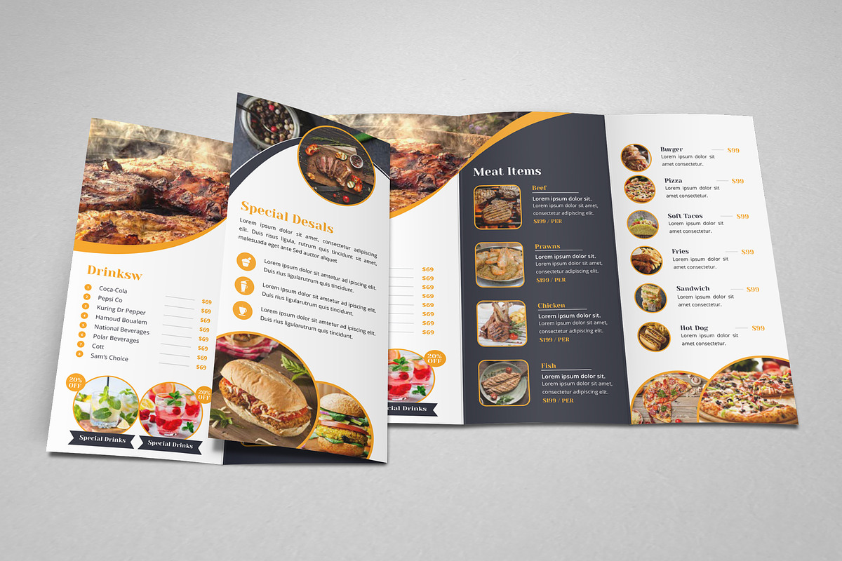 Food Menu Trifold Brochure, a Brochure Template by SamiSimply7 (Photo 3 of 3)